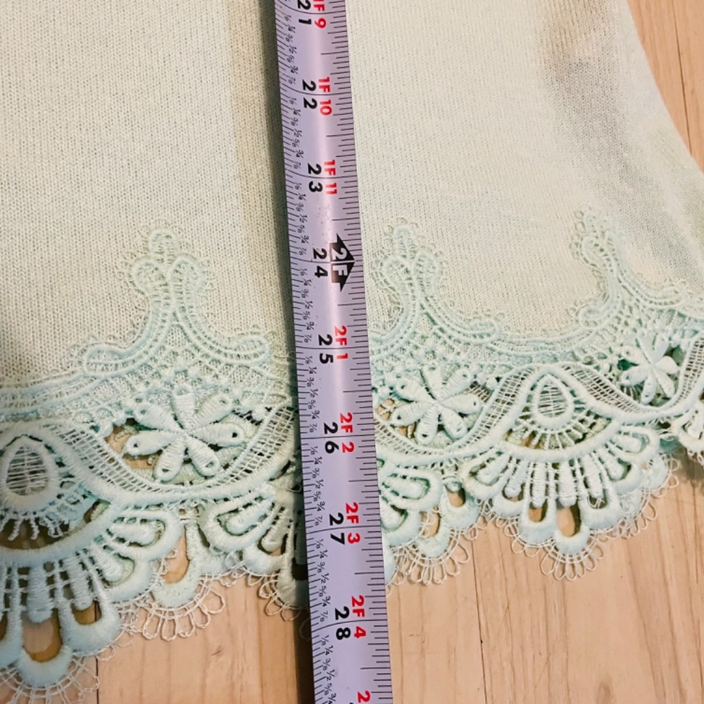 Soft  Surroundings Mint Green Olivia Lace Hem Tunic Sweater Top, Si… - Picture 12 of 16